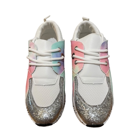 YOKI Fashion Sneakers Glitter Fuchsia Multicolored Tie Dye Polka Dot Size 6 - Picture 7 of 12